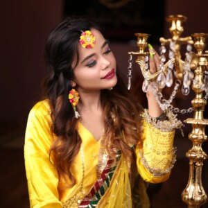 Preeti Kumari Instagram - Haldi bridal look😍
.
Mua - @glam__by_khushi_ 
In frame - @tutupreet 
Mentor - @alishamakeup_academy
