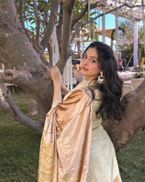 Preksha Makhija Instagram - leja tu sandesa mera, main sadke jaawaan✨🪞🦢
.
.
wearing @jazz_and_jassi
.
.
.
.
#ethnic #wedding #weddingday #ootd #potd #gadar #punjabisuit #traditional #weddinginspo