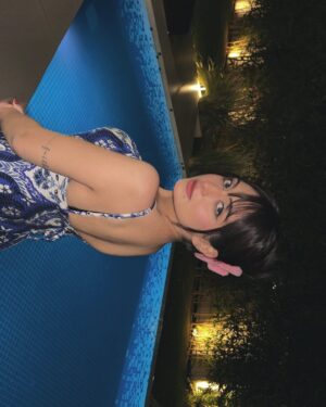 Preksha Makhija Instagram - physically in bed, mentally by the pool🫧💙🦋
.
.
.
.
.
.
.
#poolday #nightswim #monsoon #indore #ootd #blueoutfit #resortwear #aesthetic #explore #outfitinspo #outfitideas