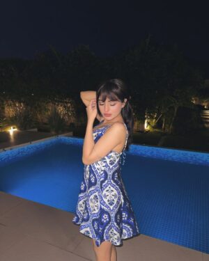 Preksha Makhija Instagram - physically in bed, mentally by the pool🫧💙🦋
.
.
.
.
.
.
.
#poolday #nightswim #monsoon #indore #ootd #blueoutfit #resortwear #aesthetic #explore #outfitinspo #outfitideas