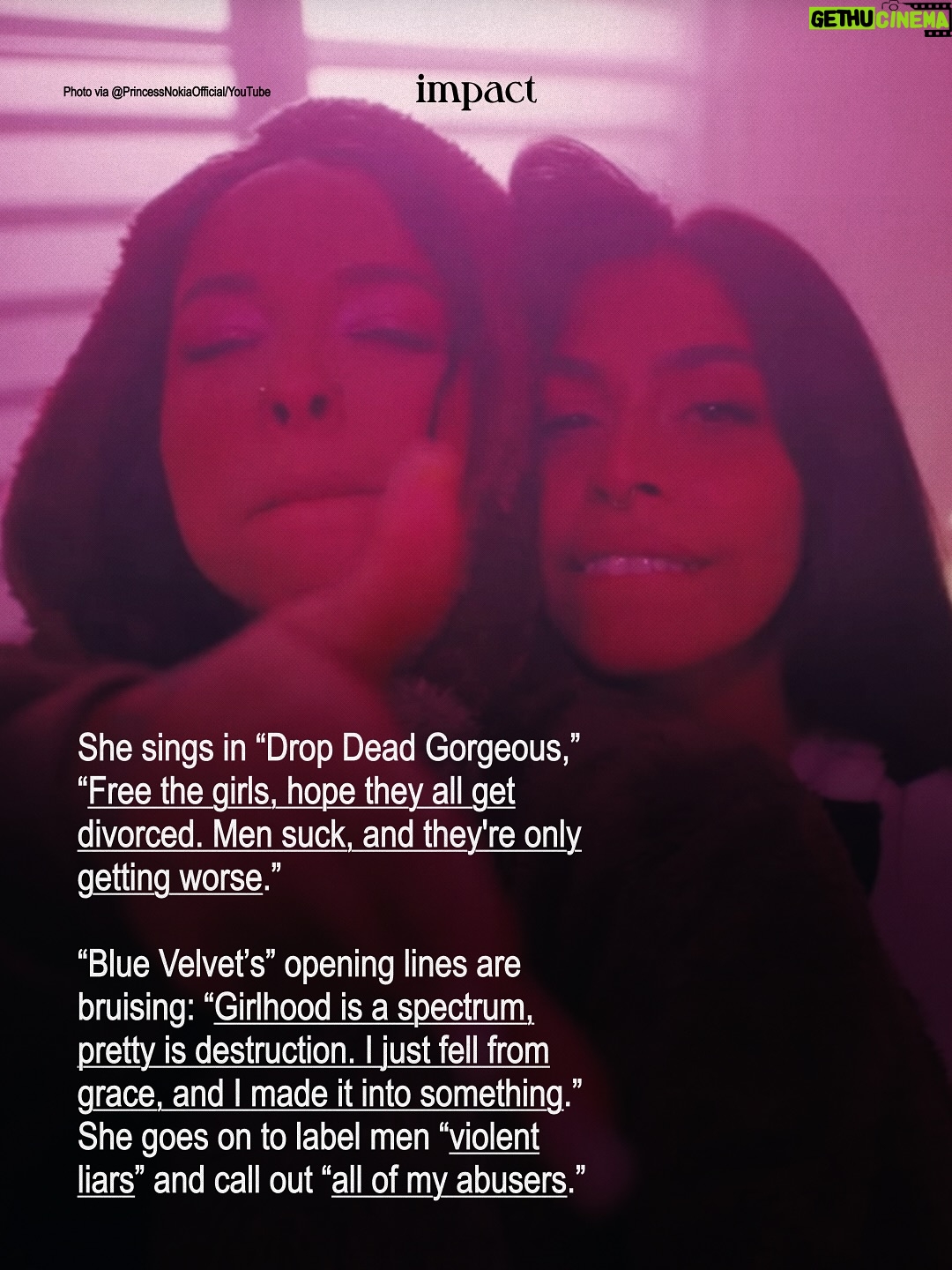 Princess Nokia - 34.8K Likes - @princessnokia has transformed into her final form with her new album, “Girls,” which was released on October 10.

In a conversation with Impact, she revealed what girlhood means to her and how it pushes forward her art, how the late, great David Lynch inspired her music, and how activism in music has never been more important.

★ Words by @nardos.haile
☆ Design by @crstnpark