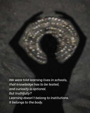 Punarnavi Bhupalam Instagram - “Learning is not a Chore” is a quiet rebellion against how we’ve been taught to learn - graded, timed, and disconnected from real life.

This post reimagines learning as something felt, lived, and deeply personal. 

Because institutions rarely teach us the practical stuff, things like how to manage money, navigate healthcare, set boundaries, or communicate clearly. 

They don’t prepare us for emotional life either:
how to ask for help, process grief, regulate your nervous system, or speak your needs.

But learning doesn’t end in a classroom.
It begins the moment you start asking your own questions.

🌀 Read it. Feel it. Pass it on.
#softrebellionstudio #learningisnotachore
