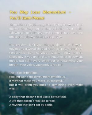 Punarnavi Bhupalam Instagram - What if I tell you that healing makes you less ambitious but more alive?

This essay is a soft rebellion against hustle culture, exploring what it really means to heal, slow down, and come home to your body in a world that rewards burnout.

For anyone who’s tired of performing strength, this one’s for you.

#healingjourney #somatichealing #quietrebellion #restasresistance #expressivearts #softrebellionstudio #nervoussystemhealing #slowdown