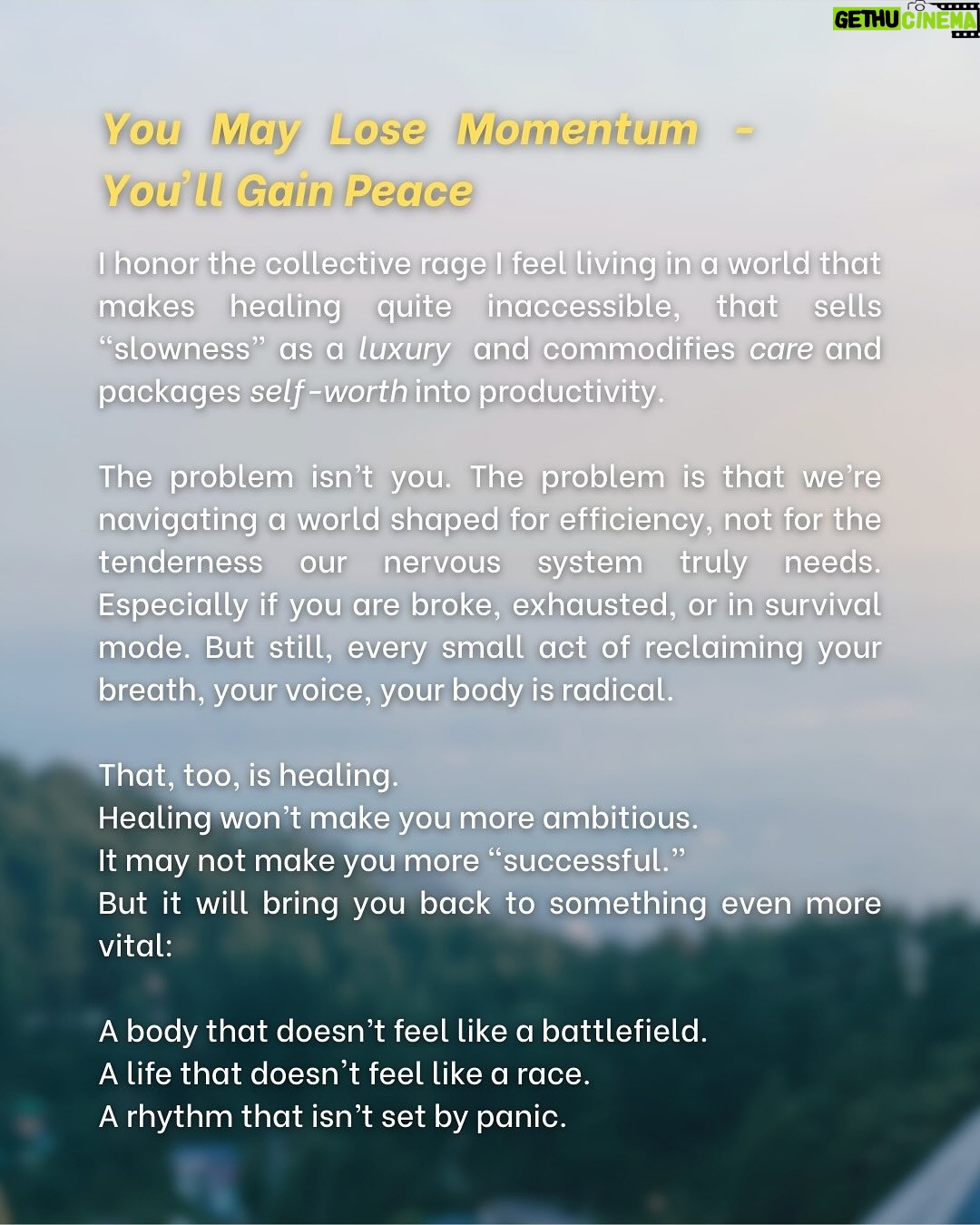 Punarnavi Bhupalam - 639 Likes - What if I tell you that healing makes you less ambitious but more alive?

This essay is a soft rebellion against hustle culture, exploring what it really means to heal, slow down, and come home to your body in a world that rewards burnout.

For anyone who’s tired of performing strength, this one’s for you.

#healingjourney #somatichealing #quietrebellion #restasresistance #expressivearts #softrebellionstudio #nervoussystemhealing #slowdown