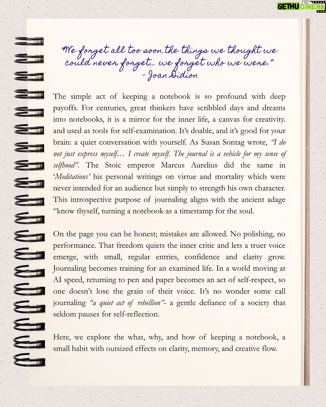 Punarnavi Bhupalam - 719 Likes - “In a world moving at AI speed, I still return to pen   paper so I don’t lose the grain of my own voice”

This piece is a gentle guide to the what/why/how of journaling - part philosophy, part psychology, part creative practice.

Inside: why a private page quiets the inner critic, how small honesty builds self-trust, and a few ways to begin. 

You don’t need the perfect method, just a beginning. 

Start tiny. Keep going kindly. Watch what grows.

- Save this for tonight or Start Today! 
- Share your one word for the week in the comments.
- Tag @softrebellion.arts if you want us to cheer you on.

#SoftRebellioncollective #JournalingPractice #ExpressiveArts #MorningPages #ArtJournal #DreamJournal #CreativeRecovery #MentalWellbeing #expressivearts