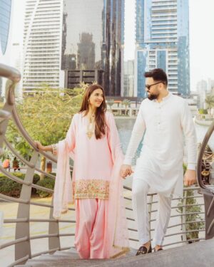 Rabab Hashim Instagram - Eid Mubarak from us to you all! ❤️

👗 @sfkbridals 
📸 @zamalsamanphotography