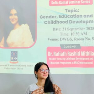 Rafiath Rashid Mithila Instagram - It was lovely to be back to my alma mater, my beloved Dhaka University, to share some of the findings from my PhD research, related to gender and early childhood education, at the 'Sufia Kamal Seminar Series' of the Department of Women and Gender Studies. Thank you Dr. Sayed Saikh Imtiaz for inviting me to your department. I had a great time connecting with the students and teachers, and responding to their very relevant and important questions. Last but not the least, I am proud to have two of my friends, Dr. Ishrat Khan Barsha and Aditi Sabur, teaching at the Department of Gender Studies.
#DhakaUniversity #almamater