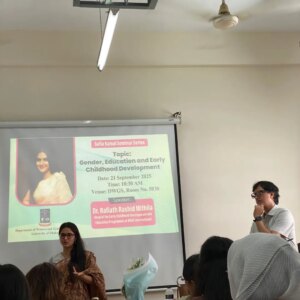 Rafiath Rashid Mithila Instagram - It was lovely to be back to my alma mater, my beloved Dhaka University, to share some of the findings from my PhD research, related to gender and early childhood education, at the 'Sufia Kamal Seminar Series' of the Department of Women and Gender Studies. Thank you Dr. Sayed Saikh Imtiaz for inviting me to your department. I had a great time connecting with the students and teachers, and responding to their very relevant and important questions. Last but not the least, I am proud to have two of my friends, Dr. Ishrat Khan Barsha and Aditi Sabur, teaching at the Department of Gender Studies.
#DhakaUniversity #almamater
