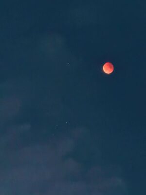 Renu Desai Instagram - Got to experience the sheer magic of a celestial event tonight. I lost hope just before the full eclipse because the clouds started rolling in but they cleared up in 10 minutes and to get to witness a complete lunar eclipse is an experience that I will be fascinated with for the rest of my life🧡 
Tried to capture a little bit of this amazing phenomenon on my phone and sharing some with you all😊 #lunareclipse #chandragrahan #lunareclipse2025