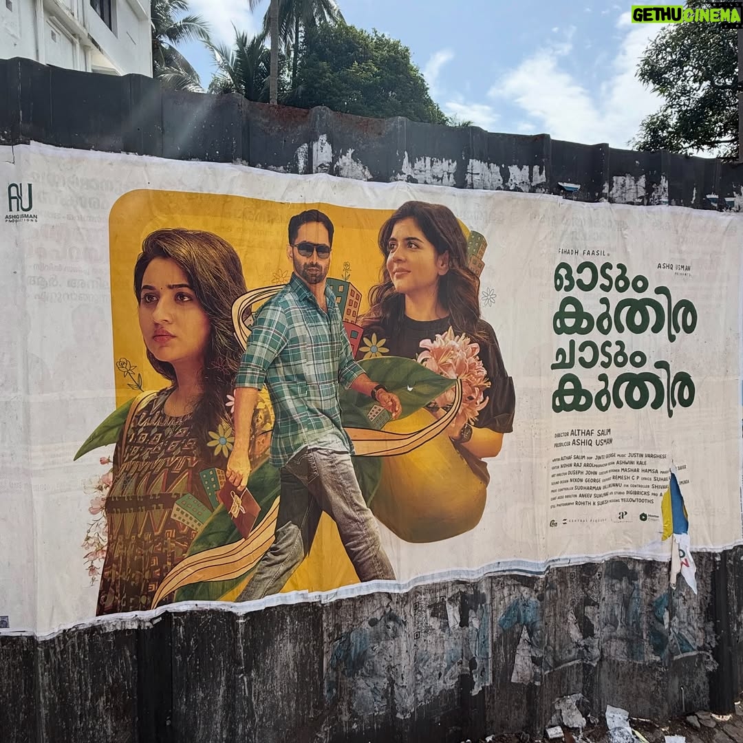 Revathi Pillai - 258K Likes - 10 days to go for odum kuthira chadum kuthira!!🐎🥭
Firsts are always special. Here’s mine- my first Malayalam film’s poster that I spotted in the city. Called my family to show them, saw the biggest smile on their faces which made it even better. 10 years ago, I wouldn’t even have imagined something even close to this happening. Very grateful and happy and nervous for this one. And that said, I’ll see you at the movies on 29th August. 
(Pinch me).🦋💛