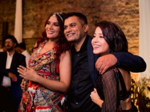 Richa Chadha Instagram - Happy anniversary @alifazal9 ! Life is better with you, in every way ☺️🌻 Mr Ali posting with his brand new wife and his first crush in the last image.

What an epic night it was … only those we loved were requested (barring one friend who’s missing invite is a mystery), only those who loved us came. They really must have loved us because it was in Byculla. 

Please watch Homebound in the cinemas. 
Please watch Jolly LLB in the cinemas. 
Please watch ‘songs of paradise’ on Amazon Prime video