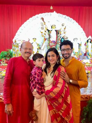 Ridhima Ghosh Instagram - First Ashtami anjali with our little Dheer. ♥️✨
Such a special feeling to offer prayers together as a family. May Maa Durga bless every home with happiness, health, and harmony.
শুভ মহাষ্টমী সকলকে 🌸🙏