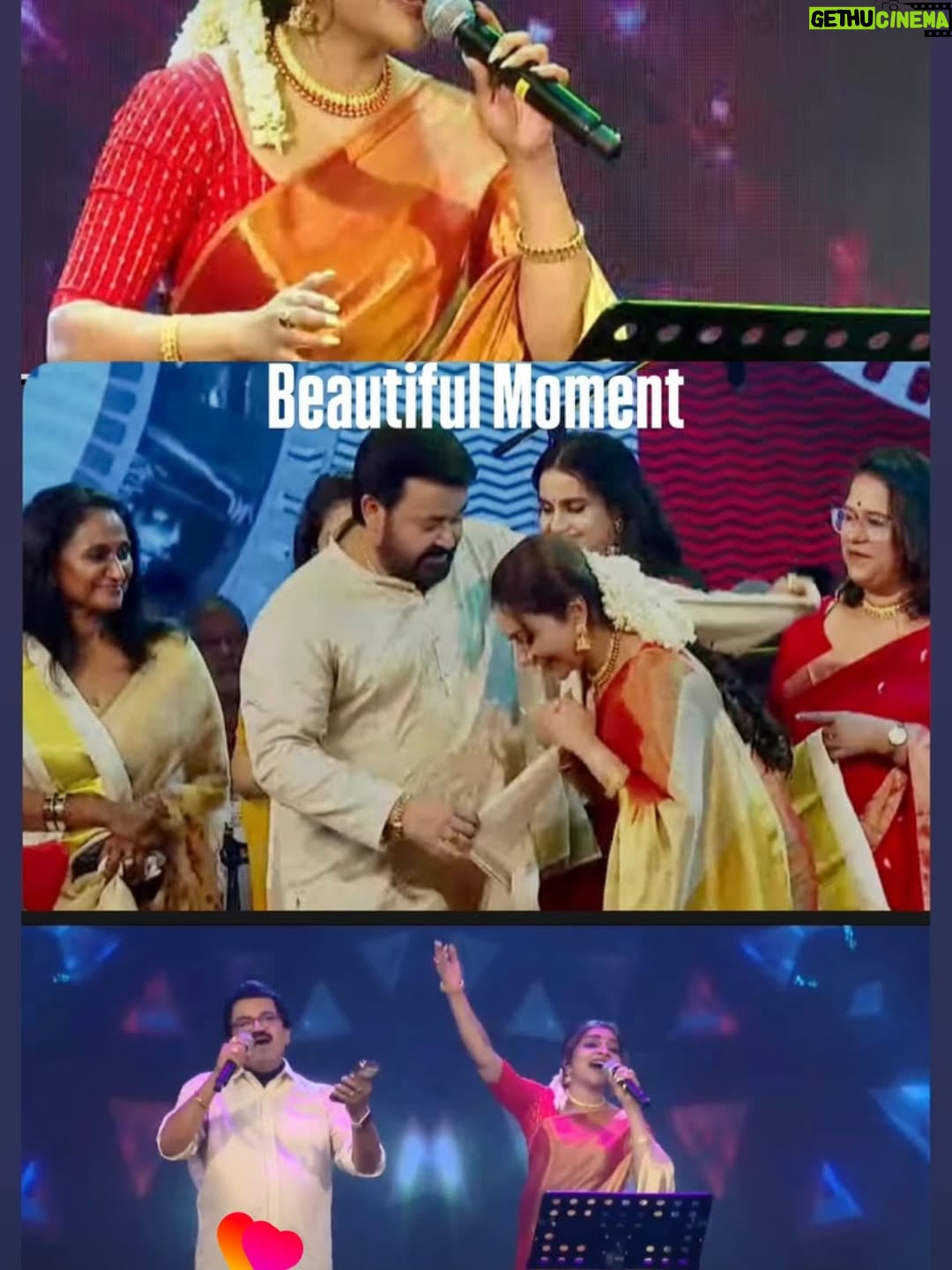 Rimi Tomy - 82K Likes - Beautiful moments from yesterday’s grand show organised by the Government of Kerala to honour our legend @mohanlal at Trivandrum Central Stadium ❤️
Feeling blessed to have received a small but truly precious gift from him ✨
And so happy to catch up with my dear friends after a long time, along with our beloved singing icons @mgsreekumar & @sujathaofficial 🎶💖