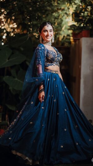 Riya Bhatu Instagram - Outfit of my dreams 🦋🦚 
.
.
.
.
.
(Outfit from scratch, wedding, lehenga,indian wedding, bridesmaids)
#outfitfromscratch #weddingoutfits #weddingoutfitinspo #weddingoutfitideas #bollywoodoutfits #outfitrecreation
#stylinginspiration #stylingideas #sangeetoutfit #cocktailoutfit#pinterestaesthetic#pinterestinspired #foryou #fyp#explorepage#weddingoutfits##bluelehenga#sisterwedding