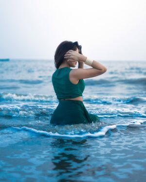 Riya Bhatu Instagram - Mermaid magic in every wave🫧🌊
.
.
One of my most fav shoot❤️✨
product_id=4890965
.
.
#beach#shoot#sunset#explore#elitebynewme#newmegals