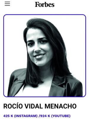 Rocío Vidal Instagram - Por primera vez, he entrado en la lista @forbes_es como creadora de contenido, y aunque es algo simbólico, para mí es una demostración de que podemos llegar donde queramos con la divulgación y que no hay que tener miedo a decir ciertas cosas aunque incomoden🤘🏼
Gracias a toda la gente majísima que valoráis mi trabajo 💜