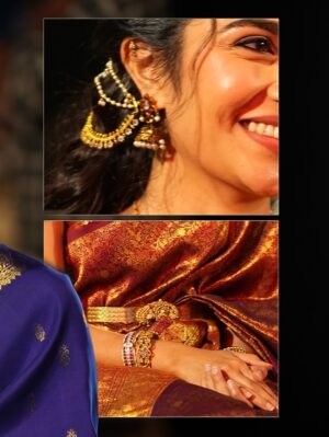 Rukmini Vasanth Instagram - Big love and gratitude to @pragathirishabshetty for curating all my looks through the promotions, each one beautifully carried a piece of Kanakavathi with it 🤎 
Thank you for being a creative force and a confidant through this journey 🥰

Stylist - @pragathirishabshetty
Outfit - @houseofpragathishetty 
Photographer - @vijeth_kundapura
Styling team - @namratha_madhusudan
Saree draper - @sapna_beauty_and_beyond
Hair - @chakrapu.madhu & @yashdeeps7 
Makeup - @makeupbyabhilasha
Jewellery - @thespatika