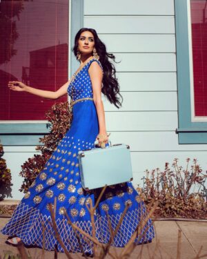 Rweehma Roy Instagram - Her vibe is pretty 🍭💙 Outfit @papadontpreachbyshubhika x @tcurbancouture -Photography @tanushreevaidyaphotography -HMUA @makeupbyabhilashasingh