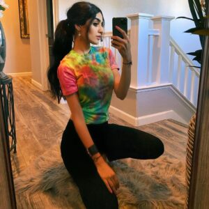 Rweehma Roy Instagram - This is how my tie dye shirt turned out🌈what is your favorite color??😻💛❤️💚