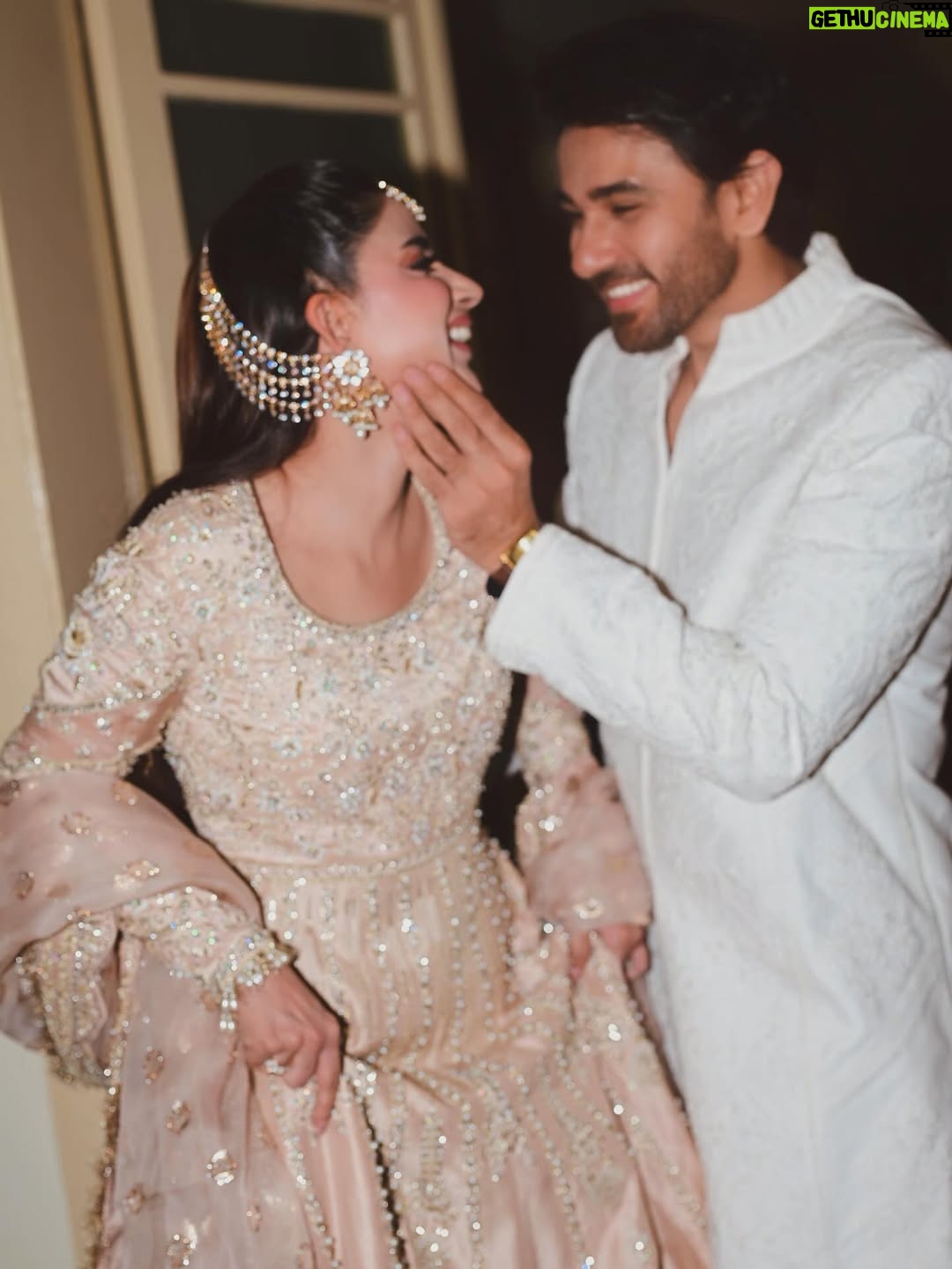 Saboor Aly - 354.6K Likes - Dressed for the season, glowing together @saadbinshahzad_official & @bemenofficial_ 🕊️

📸 @omgmoods 
💄 @faizas.salon 
💎 @zevargram 
🫶🏻 @iamwaleednadeem