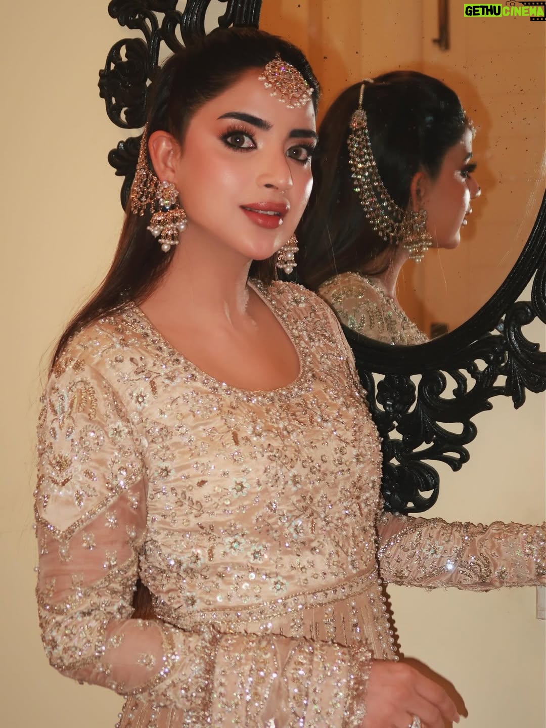 Saboor Aly - 354.6K Likes - Dressed for the season, glowing together @saadbinshahzad_official & @bemenofficial_ 🕊️

📸 @omgmoods 
💄 @faizas.salon 
💎 @zevargram 
🫶🏻 @iamwaleednadeem