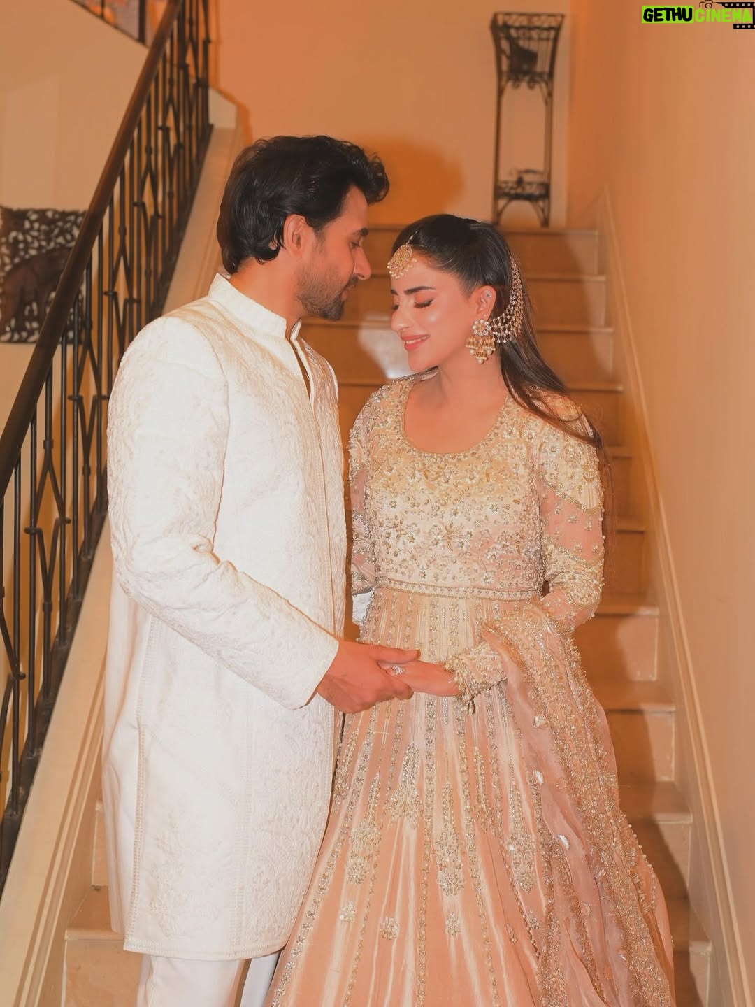 Saboor Aly - 354.6K Likes - Dressed for the season, glowing together @saadbinshahzad_official & @bemenofficial_ 🕊️

📸 @omgmoods 
💄 @faizas.salon 
💎 @zevargram 
🫶🏻 @iamwaleednadeem