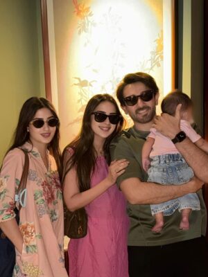 Saboor Aly Instagram - We are lucky to call you OURS ♥️
Happy Birthday to my love, my partner, and the best father I could’ve dreamed of for Serena 
You’ve given Us the most beautiful journey of love.
You’ve been the most supportive Husband and the gentlest, kindest father to Serena. I’m beyond grateful to walk this journey with you by my side 
Serena and I celebrate you today and always 
You are truly the heart of our little family 🫶🏼