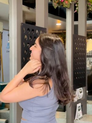 Sakshi Agrawal Instagram - Hair we go again! 📸

.

#blowdried #styledhair #hairstyling #outcurls #loungewear
[hairlove, fresh, naturalhair, wavyhair ]