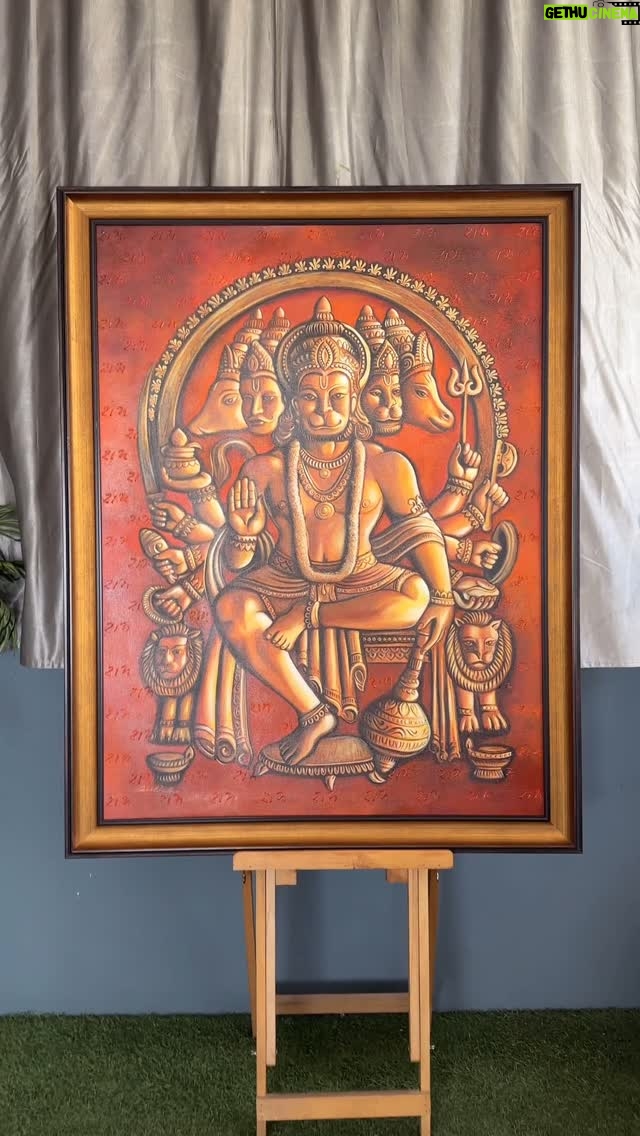 Sakshi Khullar - 10.1K Likes - 90  hours. Five faces. One spirit.
This isn’t just paint—it’s prayer layered in every stroke. Panchmukhi Hanuman, my ode to unwavering devotion.
#panchmukhihanuman #acryliconcanvaspainting #sakshikhullarart