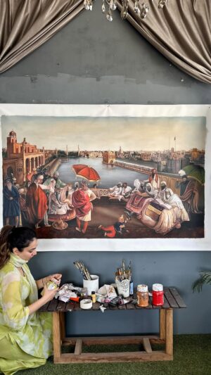 Sakshi Khullar Instagram - At the Darbar Sahib , Maharaja Ranjit Singh’s divine assembly . Acrylics on canvas .
#sakshikhullarart