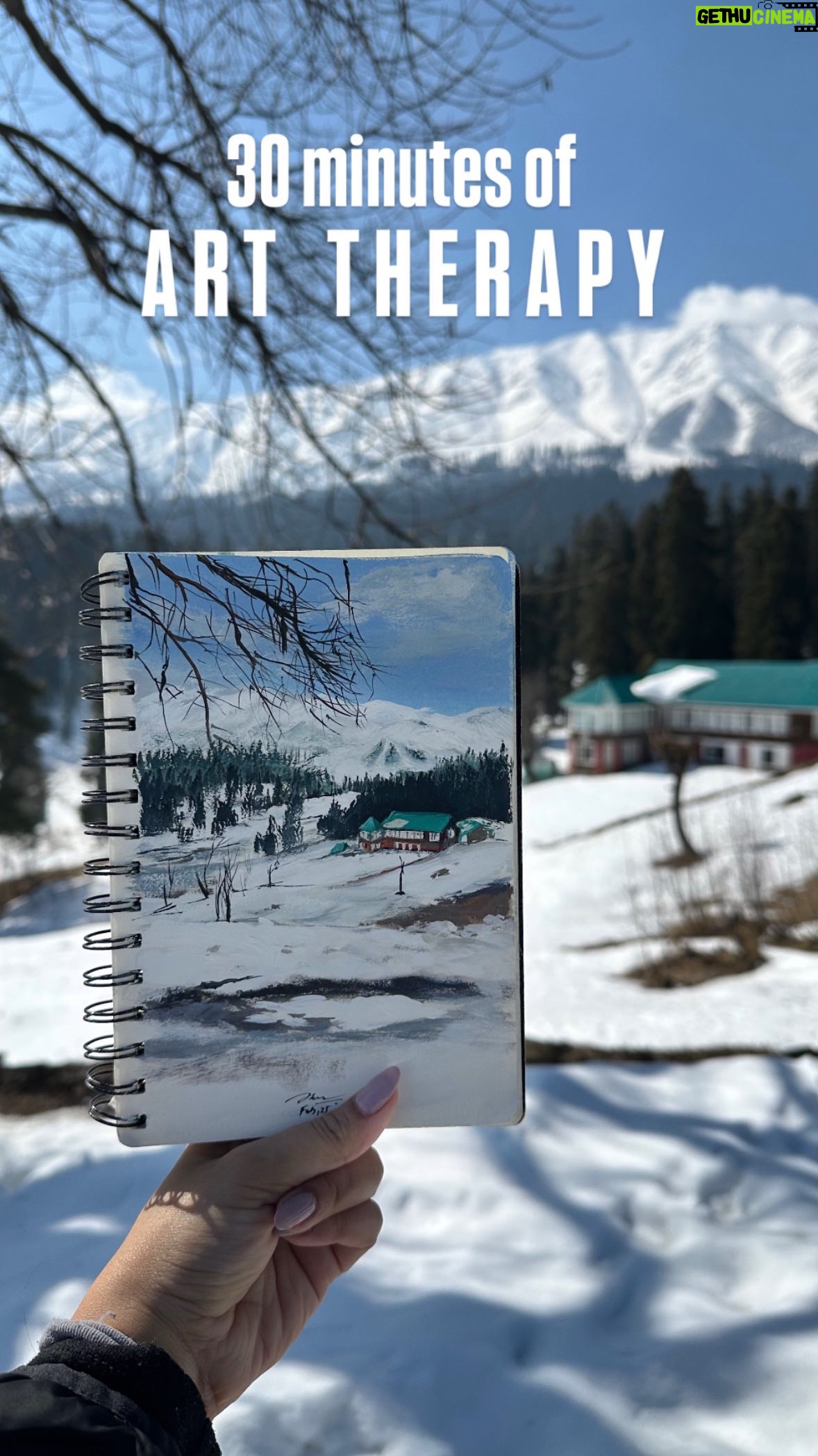 Sakshi Khullar - 84.6K Likes - Hands were numb but the thrill of capturing the moment kept me going ♥️ 
Braving the cold with a warm heart . 
#gulmargkashmir #gouachepainting #pleinairpainting #arttherapy #capturingmoment