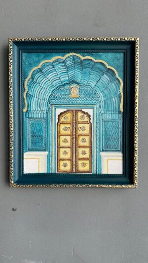 Sakshi Khullar Instagram - Adding another jewel to my Jharokha series 🩵
#sakshikhullarart #jharokha #indianvibe #indianart #acrylicsoncanvas #jharokhaseries