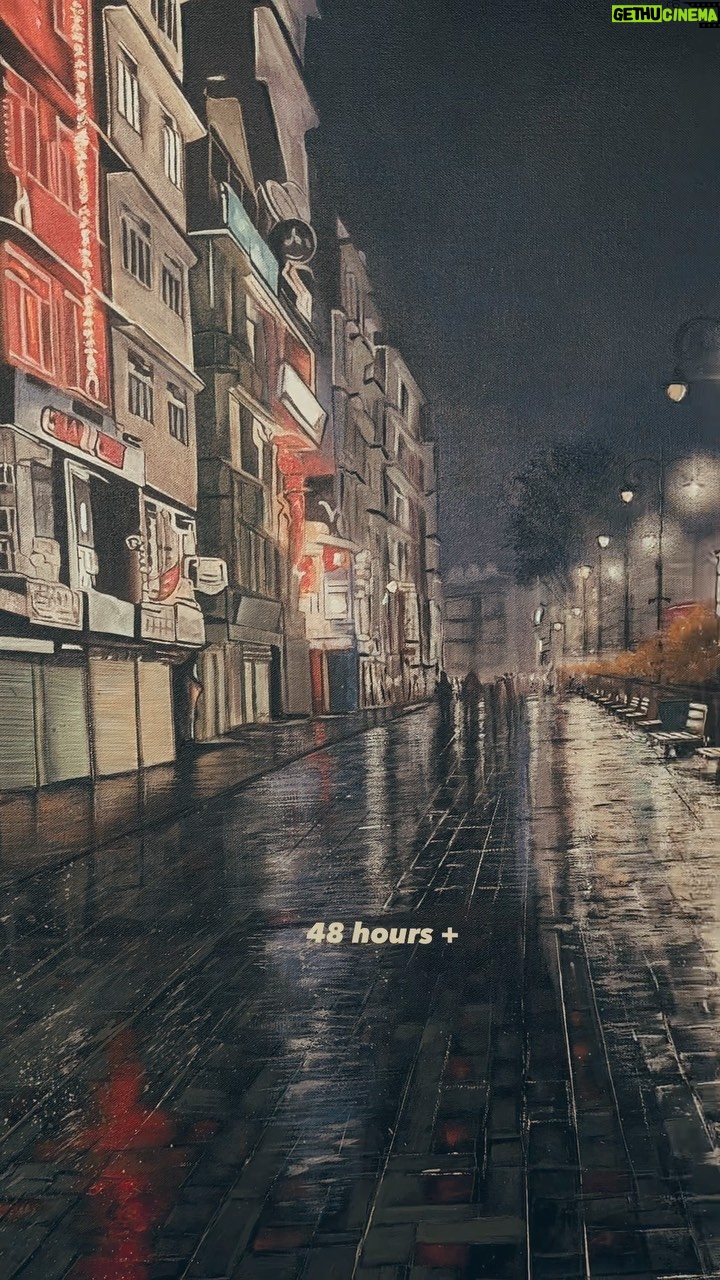 Sakshi Khullar - 3.7K Likes - Painting this one is like…a rainy day, a shut street and me working on it 🤍
#acrylicpainting #commissionedart #gangtok