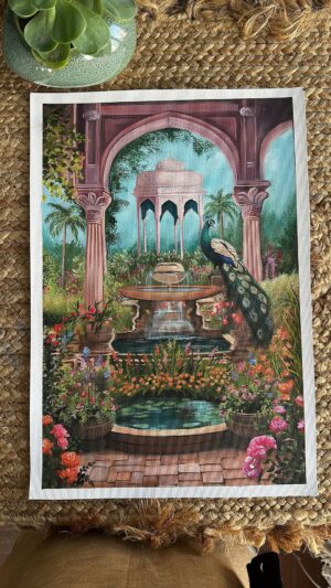 Sakshi Khullar Instagram - This painting captures the serenity of a Mughal-inspired garden with a proud peacock basking in its glory. Hope these vibrant colours are a treat to your eyes too 💕
#sakshikhullarart #sakshikhullarartstudio
#Mughalart #PeacockPainting #IndianArt #GardenVibes #acrylicpainting #ArtLovers #CulturalElegance #HandpaintedBeauty #ArtisticJourney #NatureAndArt #VibrantColors