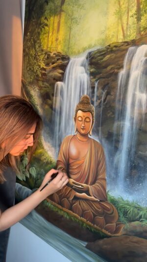 Sakshi Khullar Instagram - Whispers of a meditative retreat 🪷
#sakshikhullarart #acrylicpainting #buddhaart #meditatingbuddha #natureart #natureperson #commissionedart