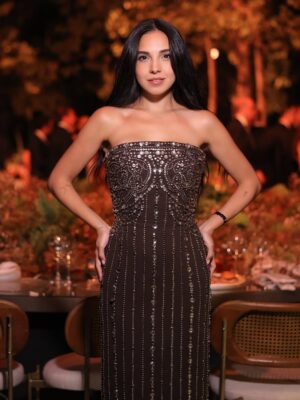 Salma Abu Deif Instagram - Congratulations to my dears @celiosaab and @zein_qutami ✨🫀🥺 May your life be filled with love and happiness 🫂

Ahla Leila Ahla nas ✨

and congratulations to all Saabs family ✨

Dressed in the one and only @eliesaabworld ✨

Thank you @patricksawaya for this beautiful shot ✨