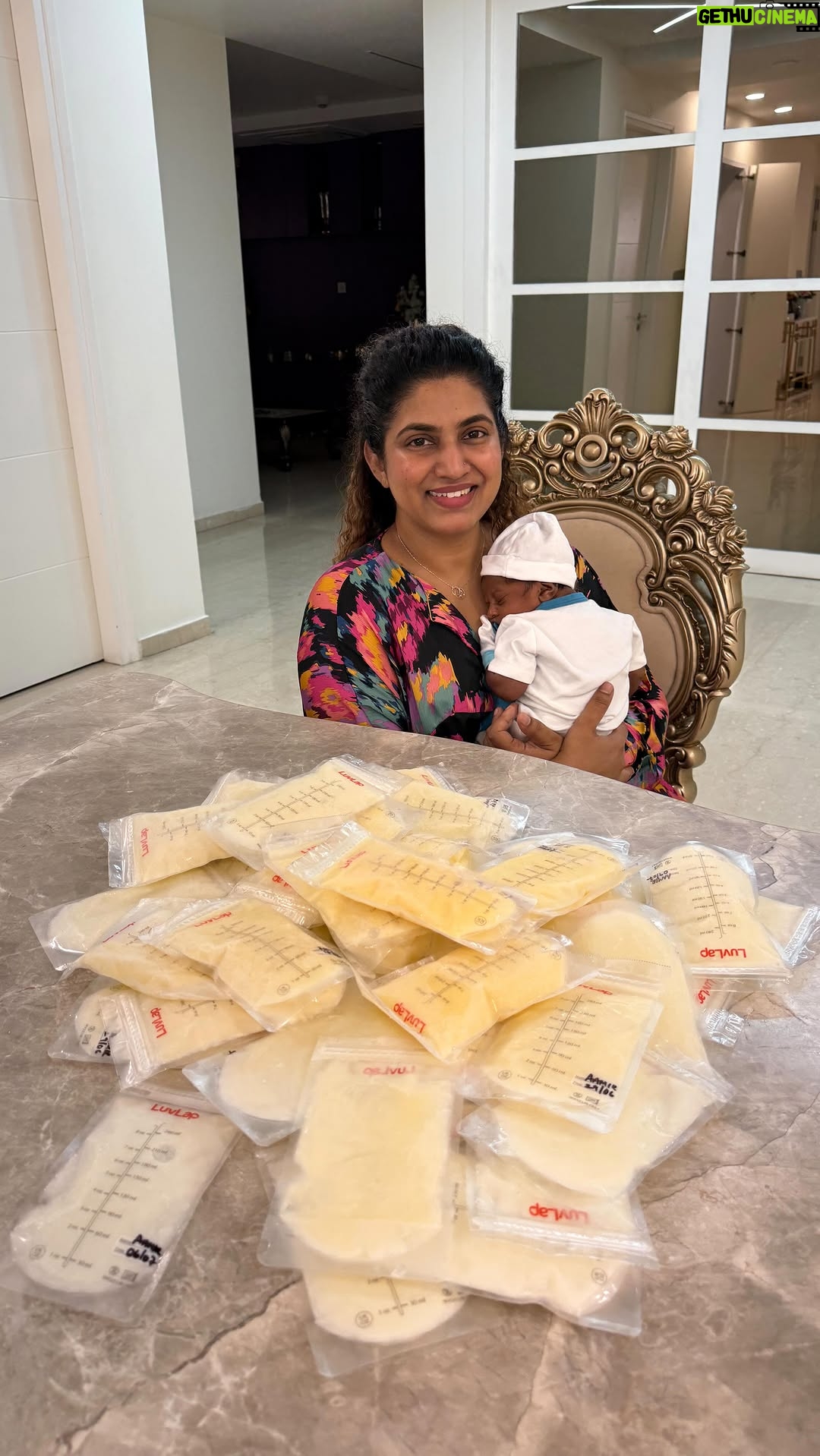Sameera Sherief - 186.9K Likes - ✨ Better late than never! ✨
Breastfeeding isn’t as hard as it seems — the key is believing in yourself, your body, and your baby 🤱💛. No stress, just relax… stay hydrated, eat well, be happy, and keep expressing. The more you express, the more you produce, in shaa Allah 🌿.

Alhamdulillah, Aamir and I have stored 6  liters in less than a month for NICU babies 🍼💖. And we’re not stopping here — in shaa Allah, we’ll keep donating this liquid gold to the little ones who need it most.

#BreastfeedingWeek #LiquidGold #NICUBabies #MilkDonation #MotherhoodJourney #BreastfeedingJourney