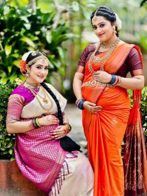 Samskruthy Shenoy Instagram - Embracing the beauty of motherhood... 
valakappu function @premapooja serial location….

#babybump #valakappu #suryatv #premapooja #premapoojaonsuryatv