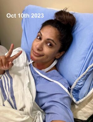 Sangita Patel Instagram - On this day 2023…my world changed ❤️

This is my favorite selfie ever 😊
I remember walking into the hospital, having so much anxiety. Feeling the ‘What the hell am I doing here?’ And thinking if get this surgery done and I’m in the clear…oh boy was I wrong. 
It was the beginning of a new chapter. ‘Sangi the patient’. 
And the video 🥹❤️ - Sam wheeling me out at midnight after surgery and I see that I was still smiling 😊 looks like I took a good left paw 🥊 

During this time…group of women who went through their C journey reached out to lend a hand. And I will never forget it ❤️

During this time I found my core…my friends. A smaller circle but a powerful circle. Including ALL OF YOU 

During this time, I lived a world of facing my emotions and letting myself cry. 

During this time…I found my strength ❤️

On this day, I started my cancer journey…2 years later, I am now on top of the world 😊

Live life, live it with positivity and feel joy every single day ❤️

#Anniversary #CancerJourney #Life #blessings