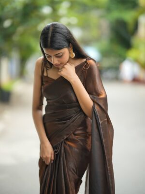 Sanjana Instagram - 🤎✨
Outfit : @dresscape_ 🤎🫶🏻
Photography : @prasami_photography ✨
#brown #sareepost