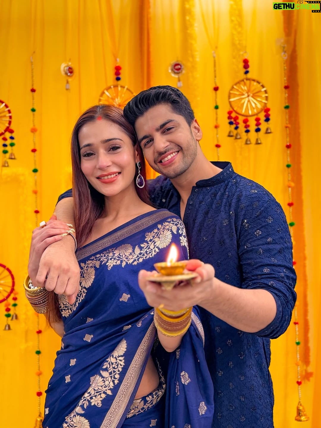 Sara Khan - 104.4K Likes - First Diwali as his forever—one diya, two dil, endless duaas. ✨🪔
HAPPY DIWALI from US to YOU ❤️
#krisa 
#firstdiwalitogether