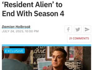 Sara Tomko Instagram - The news dropped today that our beloved @residentalien series is coming to an end.  It will take time for me to process and digest this fully, I’m sure… and I will definitely be sharing BTS photos of our many years together in time.  For now, I can say with a full heart that this show changed my life completely.  We managed to make it this far despite covid and two industry strikes.  Every season we were told how lucky we were to still have a job and I can say with full certainty that luck had nothing to do with it because this cast, our chemistry, our crew, our circumstances, our strength was always held up by an incredible team of writers, producers and our ever-growing fans whose unwavering loyalty kept us enduring.  I will never forget this time in my life nor the effect this show had on all of us.  Thank you for your love and support. 
•••
We have three episodes left and what an incredible ride it has been.  Join us as we make our way to the grand finale. 
•••
Fridays 10pm on @usanetwork @syfy and for the memory bank on @netflix and @peacock 🩶🚀🤟🏽
•••
@amblin @darkhorsecomics