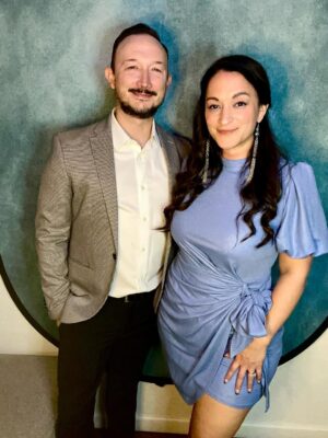 Sara Tomko Instagram - When you’re already set up from the days self-tape, one must photo shoot.  This is #themomentbefore the #eveningbefore @mptf 19th annual Motion Picture & Television Fund’s Emmy Party 🎭🎥📺🎞️🥰🙏🏽 Thanks for having us!
•••
If I forget to tell you later, I had a really good time tonight @tj_pederson