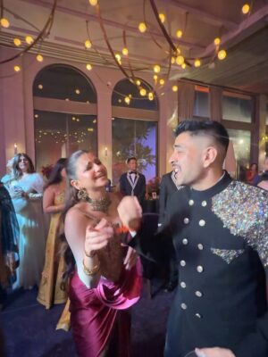 Sarah Hussain Instagram - From ‘bro talks’ to ‘wedding vows’… can’t believe this guy is finally putting a ring on it, and marrying the most beautiful Dhriti. 💍 happiest for you both! Only happy vibes for the couple of the moment, @karansehgal__ @dhritimehra ✨ 
.
.
Make Up- @makeupbymomina_ 
Earrings- @popfashion27 
Outfit- saarania_boutique 
Hair- @hairbyzainab_ 

#Love