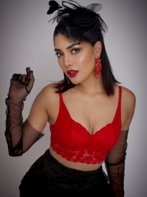 Sargam Koushal Instagram - Bold. Sultry. Unforgettable.
This red @clovia_fashions bra isn’t just lingerie—it’s the centerpiece. Styled it with sheer black gloves, a dramatic headpiece, and fiery red earrings because subtlety took the night off.
Clovia bras are made to be seen, styled like couture, and owned with every bit of confidence.
Perfect for turning heads at after-dark fashion soirées, luxe cocktail nights, or high-glam editorial reels.
Shot by @sej.agarwal
#CloviaFashions #BraButMakeItCouture #RedHotStyle #LingerieAsOuterwear #EveningGlam #StyledByMe #HighFashionDrama #BoldAndFeminine