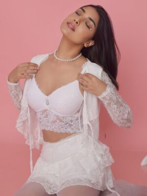 Sargam Koushal Instagram - Serving softness in whites & lace 🌨✨ Styled my fave lace bralette from @clovia_fashions and I feel like an absolute dream 🤍
Use my code Sargam200 & get ₹200 off! Go shop now 💌
Photo by @sej.agarwal
#Clovia #StyledBySargam #WhiteOnWhite #PrincessVibes #DreamyLooks #LaceLove #BraletteStyle #KnittedBralette #CloviaLingerie #OOTD #InMySoftGirlEra #CloviaFashion #InstaStyle #LingerieLove #IndianFashionInfluencer #StyleInspo #OutfitGoals #FeminineStyle #DelicateVibes #SoftFashion