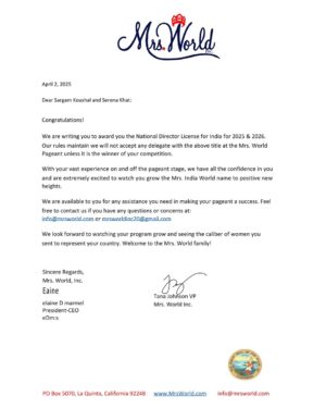Sargam Koushal Instagram - It’s official. It’s real. It’s HERE.
We are beyond thrilled to announce the launch of Elevitta Mrs India World @elevittamrsindiaworld – a celebration of strength, beauty, purpose, and power.
A heartfelt thank you to @mrsworldpageant, the Mrs. World Organization, and the incredible team at Mrs. World Inc. for placing their trust in us. We are honoured to hold the official national directorship license for India.
This moment is more than a milestone – it’s a legacy in the making.
Here’s to every woman who’s ever dreamed big. The stage is yours now.
Let the crown journey begin.
With love,
Sargam Koushal & Serena Khat
@sargam3 @serenakhat
National Directors,
Elevitta Mrs. India World
#ElevittaMrsIndiaWorld #MrsIndiaWorld #MrsWorld #OfficialAnnouncement #DreamsDoComeTrue #PageantPower #IndianQueens #LegacyBegins #CrowningMoments #NationalDirectors #SargamKoushal #SerenaKhat #WomenOfPower #BeautyWithPurpose #MrsWorldIndia #RoyalReign #CrownWithConfidence #MrsWorldOfficial #ThankYouMrsWorld #IndiaAtMrsWorld #PageantRoyalty #ElevittaLegacy #WomensEmpowerment #TheCrownCalls