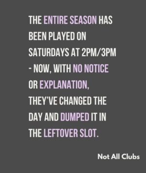 Sharni Layton Instagram - Reposting @notallclubs after @gameface.mpnfl disgracefully placed the MPNFL Women's Finals last minute, on a Sunday with Div 1 at 6pm, the same time as the men's last home & away game, on a junior oval. Lack of thought, care, respect and planning continues to be one of the main issues for women's sport - professionally and at community level. They make excuses - yet the men's season always seems to run to plan, with the best time slots, on the best ovals and organised in advance. Its 2025, own your actions and just DO BETTER. FFS. Stop raining bullshit. I wish I could do more, but all I can do is call it out - so here I am.

If you've had enough - go to MPNFL website, there you can find staff and staff emails > https://mpfnl.com.au/afl-south-east-staff/