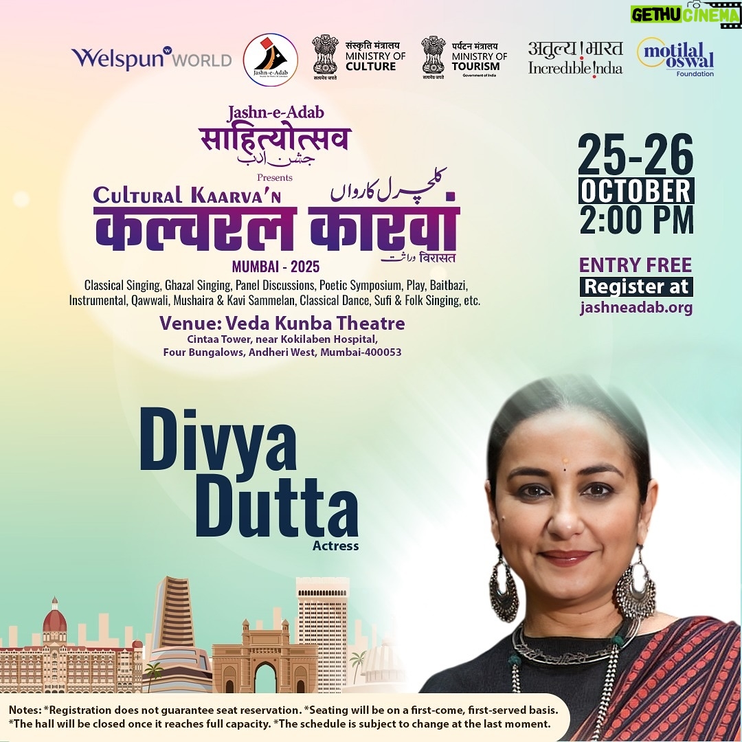 Sheena Chohan - 2.2K Likes - 🎭 Celebrating the magic of art, craft, theatre, cinema, and the creation of unforgettable characters — alongside the masters of their art.
Honoured to be part of this inspiring panel, where passion meets purpose and stories come alive. ✨
@divyadutta25 @deepakdobriyal1 @manurishichadha @jaduakhtar 
Please come Join us 🤗🤗

#SheenaChohan #Actor #Theatre #Cinema #DivyaDutta #JavedAkhtar #DeepakDobriyal #ManurishiChaddha #ArtAndCraft #Storytellers #PanelDiscussion #CreativeJourney #Inspiration #ArtistsOfIndia #FilmCommunity #CharacterCreation