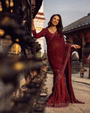 Simran Pant Instagram - “Where heritage meets haute couture. Bold in wine, radiant in spirit.”
Muse @_simranpant
Dress by @yasarbytenisha
Mua @shhwetakju
Hair @hairnmakeupby_pratima
Jewelry partner @shagoonjewellers
Visual team @uddibaba @neesphotography @_skdgin_ @jii_patrick